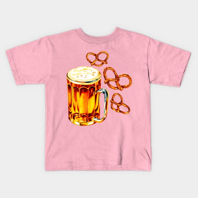 Beer Pretzels Kids T-Shirt by KellyGilleran